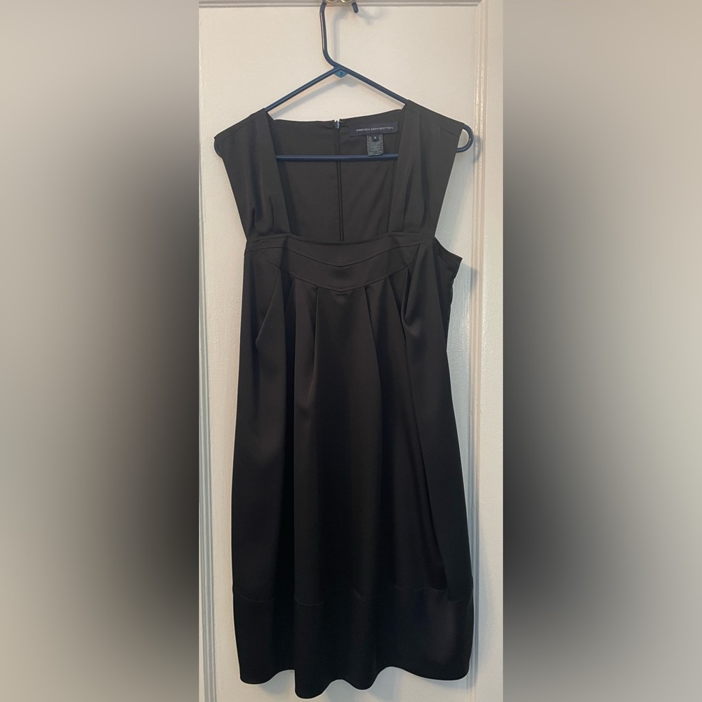 French Connection black silk dress with pockets